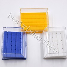 3 Pc Dental Diamond Handpiece Bur Block Holder Station With Lid-Plastic 24 Holes
