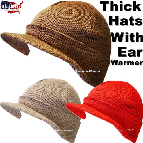 Warm Knit Cap Ski Hat Beanie Fleece 