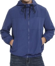 Mens Jacket Hooded Raincoat Waterproof Windproof Zip Lightweight Coat 50” chest 