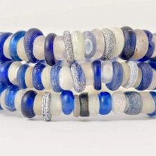 Dutch Donut Translucent and Cobalt Blue Trade Beads