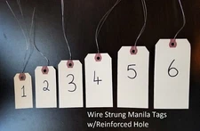 Wired Manila Tag Reinforced Inventory Shipping Hang Label Stock Size 1 2 3 4 5 6
