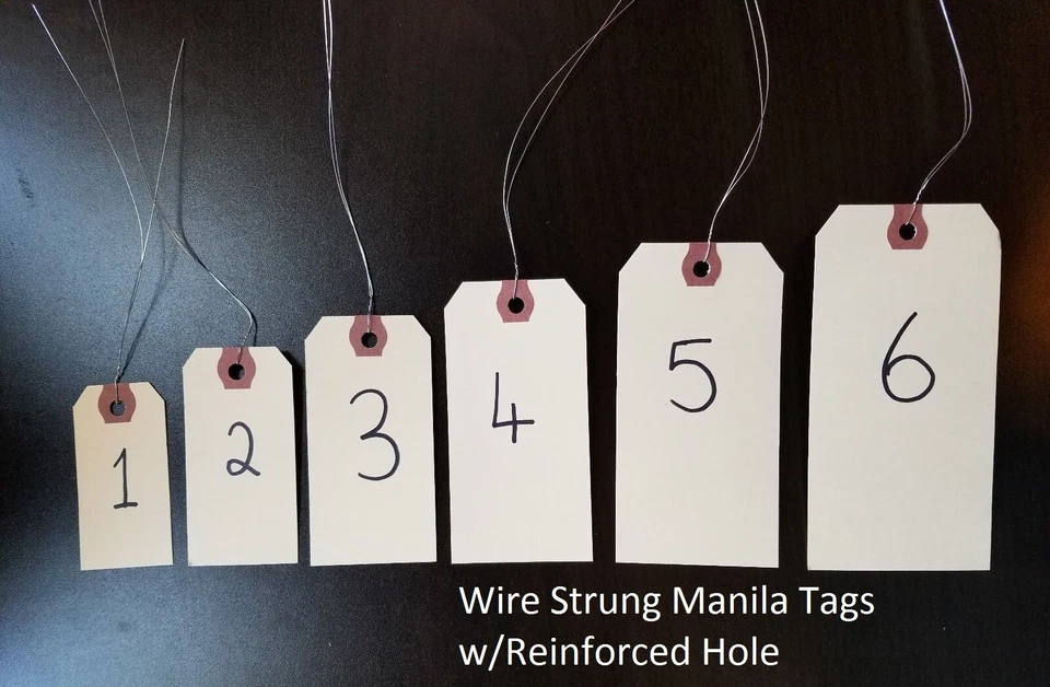 PACK1 Wired Manila Tag Reinforced Inventory Shipping Hang Label Stock Size 1 2 3 4 5 6
