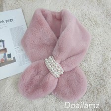 Women Double Sided Thicken Neck Warmer Neckerchief Plush Warm Winter Scarf Soft
