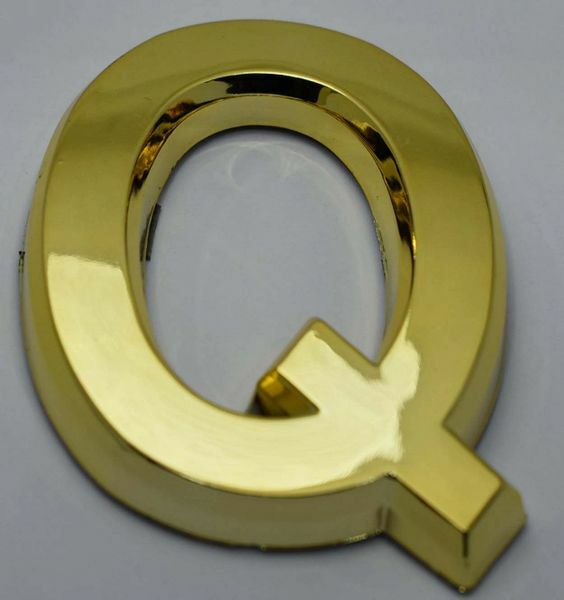 Q Top. Sign 1 PCS - Apartment Sign/Mailbox Sign, Door Letter Q Gold (Gold, 3D ...