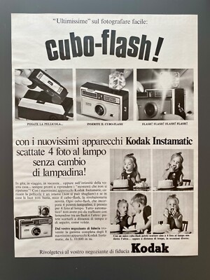 Kodak Instamatic Cubo-Flash! 60s retro ITA 1966 Vintage Ad Werbung Reklame