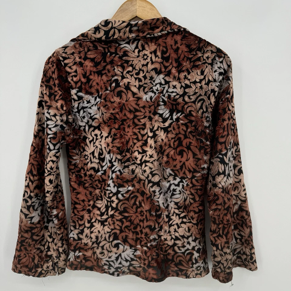 Blusa Rampage Vintage Y2K Diseño Terciopelo Marrón Lentejuelas Transparentes Mangas Acampanadas Talla M Foto 2 de 4