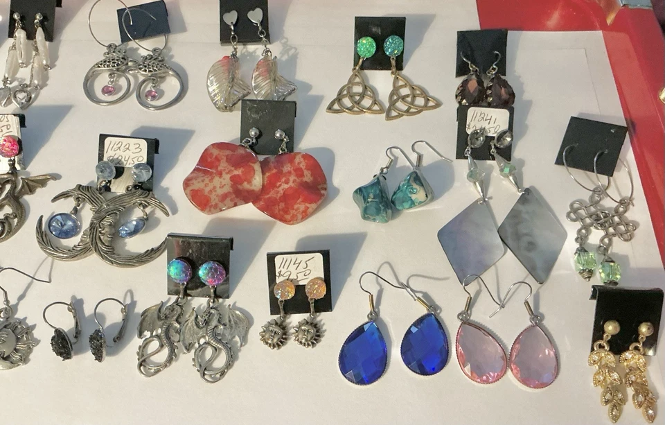 24 пары сережек ручной работы из смешанных материалов для лота - Изображение 4 из 4