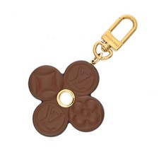 LOUIS VUITTON Bag charm - Chocolate flower M02197 leather Brown unisex key ring