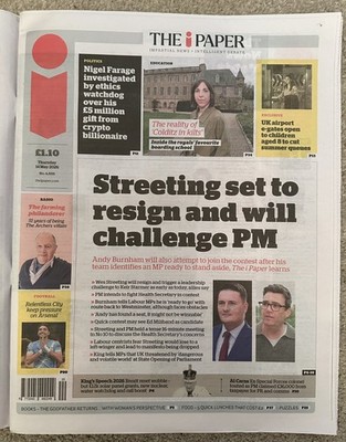 The I Paper 14th May 2026 14/5/26 Wes Streeting Set To Resign & Challenge PM