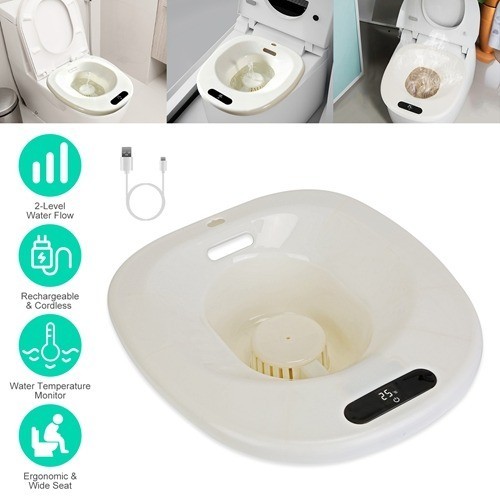 Vasca da bagno elettrica seduta bagno vasca sali ciotola cura lavabo 2 modalità - Foto 5 di 6
