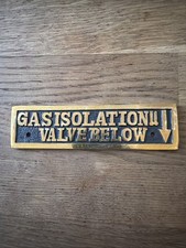 Gas Isolation Valve Below Nameplate Cast Brass Narrowboat Sign 125mm