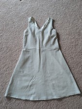NWT! Loft 6P Petite Dress Black & White Striped Halter Knee Length A-frame