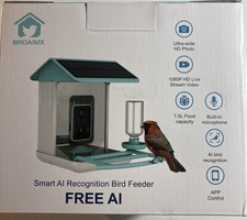 Smart Bird Feeder with Camera Free AI Smart Bird Recognition Solar Powered Blue