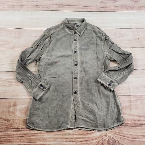 John Varvatos Shirt Mens Small Olive Green Button Up Corduroy Long Sleeve Casual