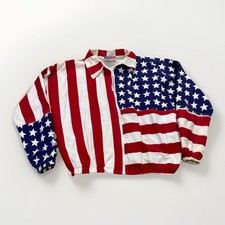 Vintage American Flag Bomber Jacket Mens L USA 90s AOP