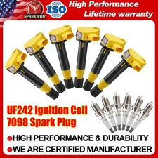 Pack of 6 UF242 Ignition Coil & 7098 Spark Plug For Honda Acura Saturn 3.5L V6