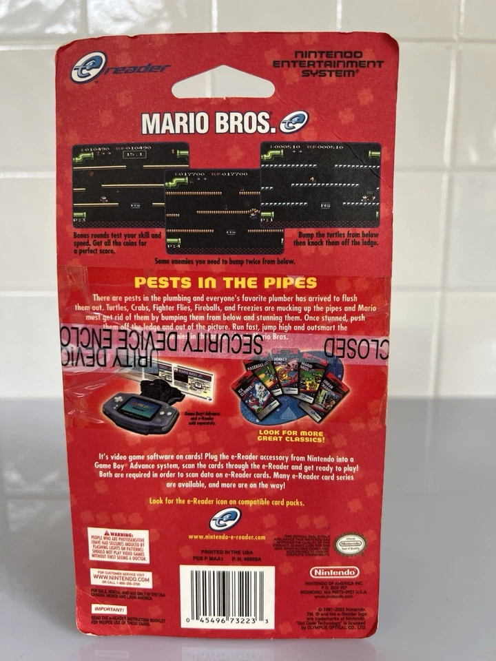 Mario Bros. (2002) Nintendo Game Boy Advance E-Reader Cards NES -  NEW SEALED - Image 3 of 4