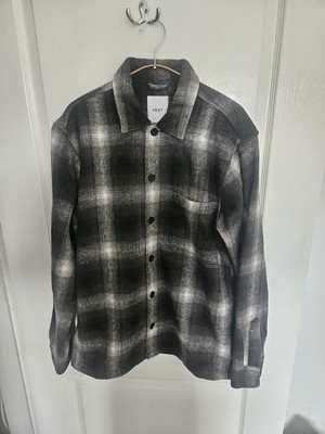 Men's Next Black/White Check Shacket Overshirt Size Medium Brand