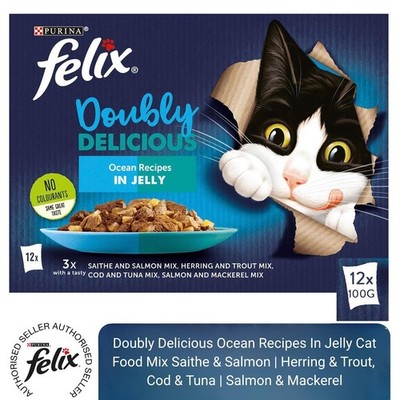 Felix Doubly Delicious Ocean Rezepte in Gelee Nassfutter für Katzen, 12x100g