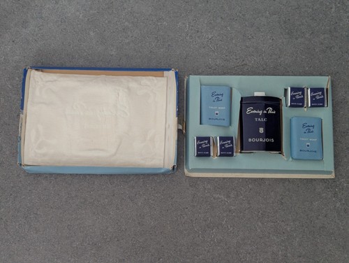 Juego de talco, cubo de baño y jabón vintage Bourjois noche en París - trío raro - Imagen 2 de 24