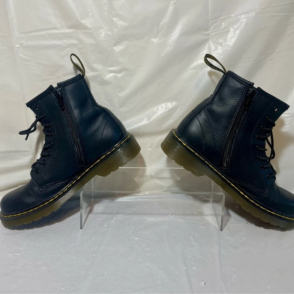 Botas Dr. Martens Junior 1460 Softy T de cuero negro con cordones cremallera lateral niños talla 2 Foto 3 de 4
