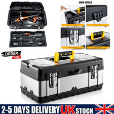 Large Plastic Tool Box Chest Lockable Removable Storage Compartments Cantilever