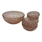 Vtg 1930’s Anchor Hocking Miss America Pink Depression Glass 8”Bowl 6 Berry Set