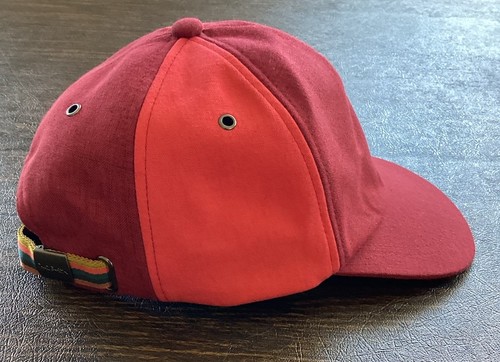 NUOVO berretto da baseball Paul Smith uomo rosso pannello a contrasto lino regolabile nuovo con etichette $112us - Foto 4 di 9