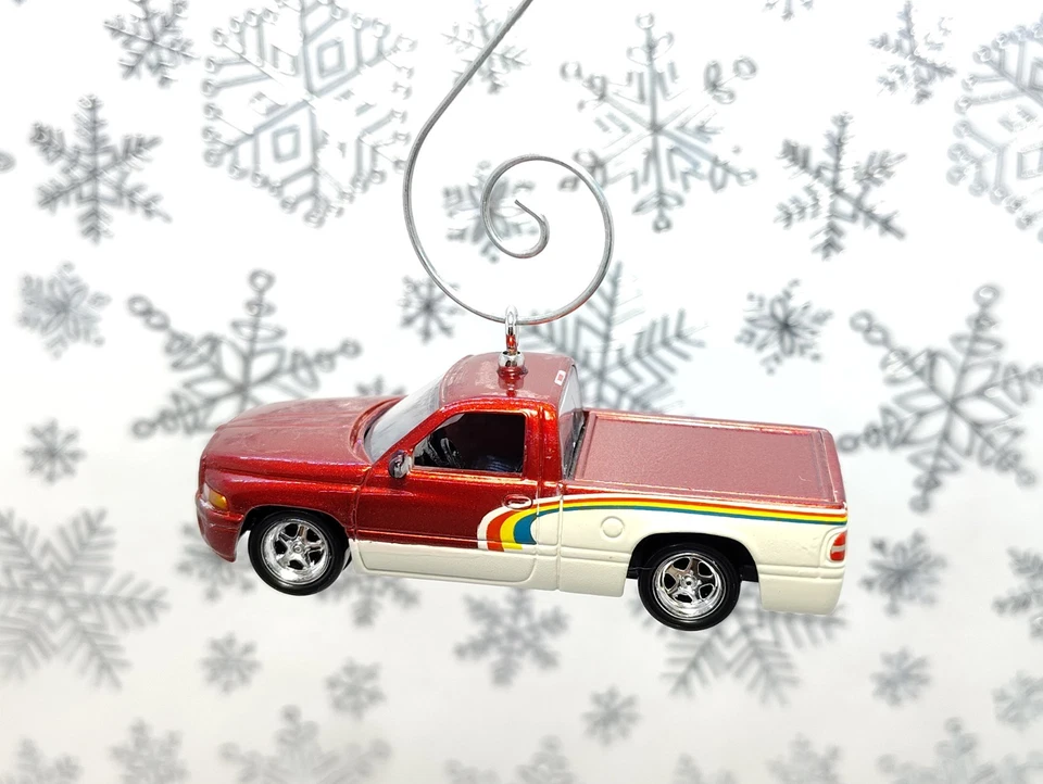 1994 Dodge Ram 1500 Custom Christmas Ornament Gift 1:64 Muscle Truck Car Striped - Image 4 of 4