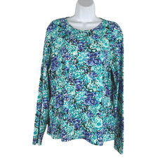 Lands' End Rash Guard Swim Top Womens XL Long Sleeve Printed Multicolor TP-3963