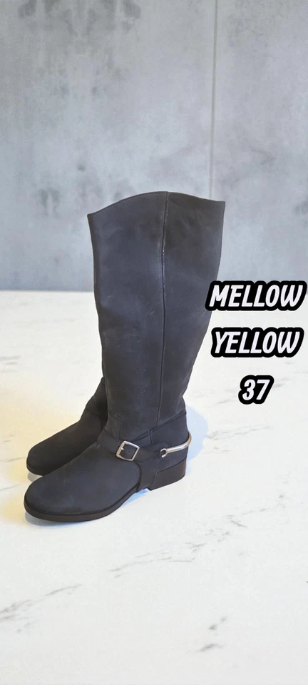Mellow Yellow Pointure 37 Superbes bottes cuir noires cavalières - Photo 1/4