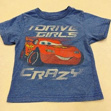 Kids Blue CARS Lightning McQueen Short Sleeve T Shirt Crew Neck Size 5T