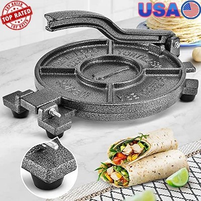Heavy Duty Cast Iron Tortilla Press 10.4'' Parchment Paper Included Roti Maker US