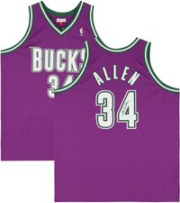 Ray Allen Milwaukee Bucks Signed Purple Mitchell & Ness 2000-01 Authentic Jersey