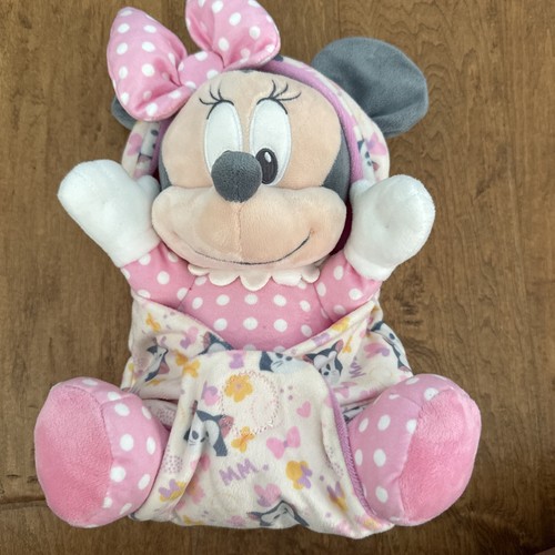 Disney Parks Baby Minnie Mouse im Hoodie Beutel Decke Plüsch Puppe