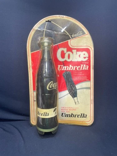 Vintage NOS 1985 Coca Cola Bottle Shaped Umbrella Advertising Memorabilia