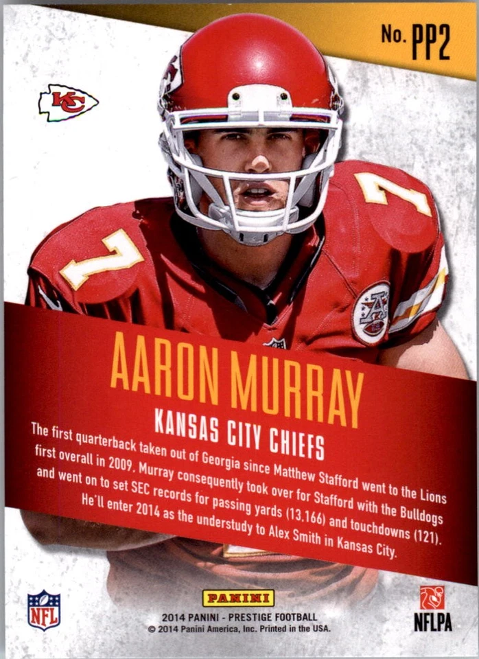 2014 Prestige Prestigious Picks #PP2 Aaron Murray - FB - Image 2 of 2