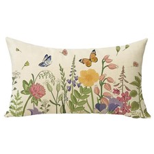 Spring Summer Wildflowers Lumbar Decorative Throw Pillow Cover 12 x 20,