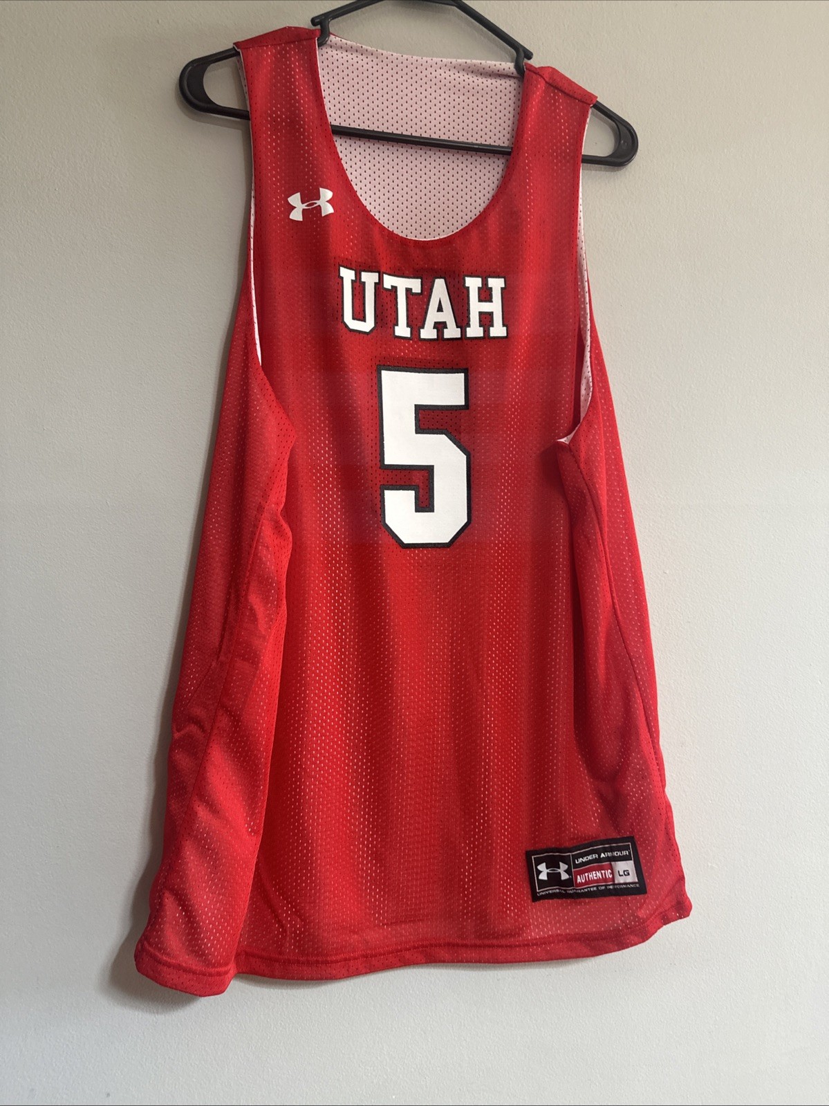 Under Armour Utah Basketball Triple Double Reversible Jersey Men's L UKJ190M Red