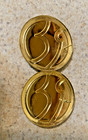 VINTAGE RED, WHITE, & BLUE IN GOLD TONE SETTING 1 1/2" ROUND PIERCED EARRINGS — photo 2