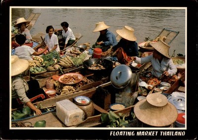 Floating Market Thailand vintage postcard p740
