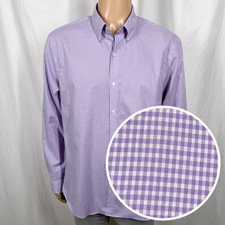 Tommy Hilfiger Men's 17 Purple Gingham Check Slim Fit Long Sleeve Dress Shirt