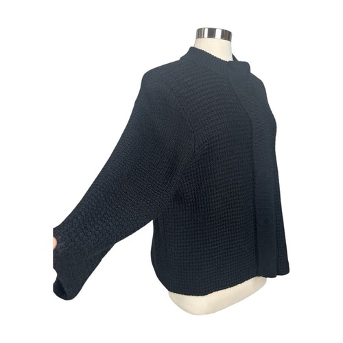Chico's Sweater Womens Size 3 Cardigan Black Chunky Open Knit US Large 16/18 - Picture 11 of 17