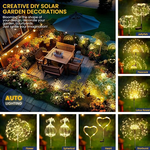Firework Lights Garden Solar Outdoor Waterproof Path Lawn Lamp Decor 240/480 LED - Picture 3 of 25
