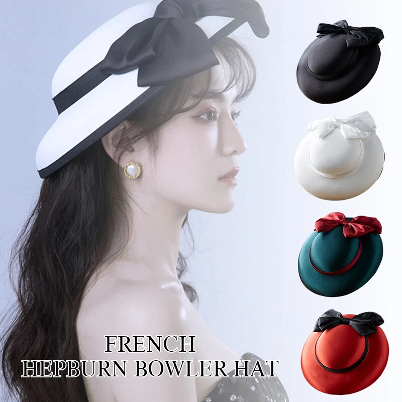 Ladies French Style Dinner Party Hat Elegant Retro Bow Hat with Clip Wedding