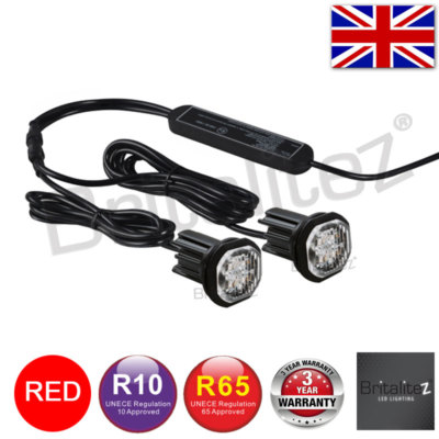 12v 24v Flashing LED HIDE AWAY LIGHTS Light Bar Recovery Strobe Beacon RED