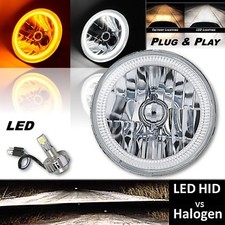 7" Switchback Blanco DRL Ámbar Señal de Giro Ojo de Ángel Halo LED Faros Bombilla CADA UNO
