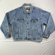 Vtg International Denim Jean Jacket Mens X-Large Blue Extra Logo Trucker Coat