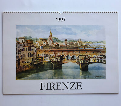 Vintage 1997 FIRENZE Art Calendar Of Scenes Of Florence Italy Large 19 x13.5 
