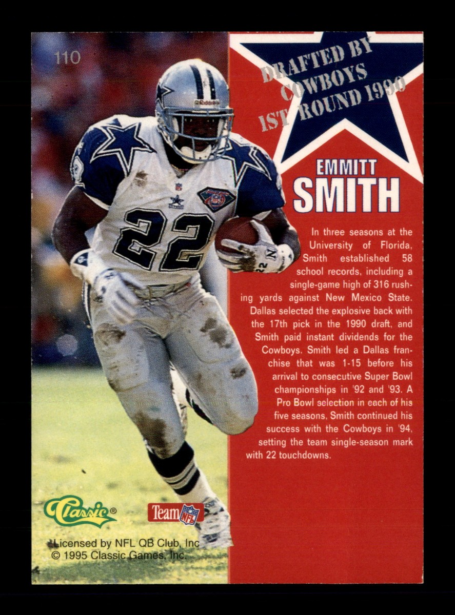 1995 Classic NFL Rookies #110 Emmitt Smith Dallas Cowboys Football